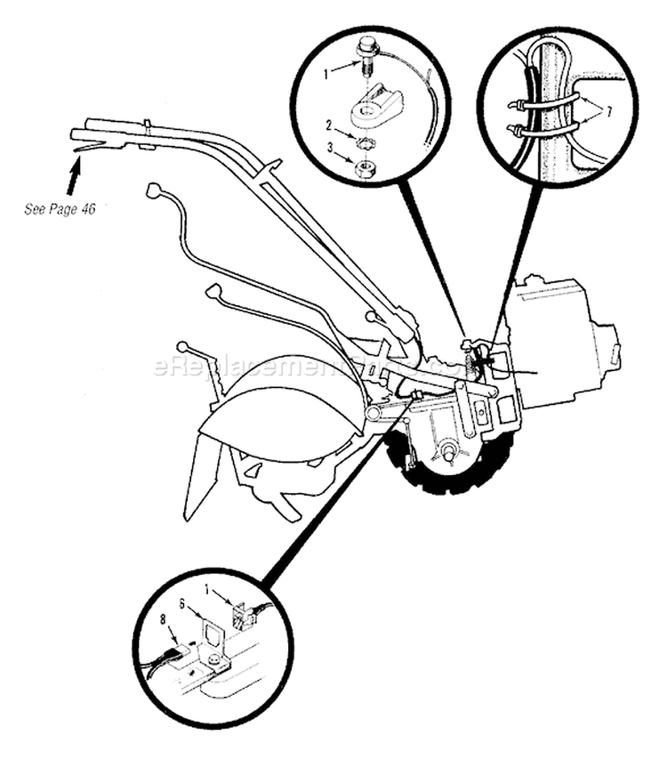 Page E Diagram and Parts List for 21AE682L063 2003 Troy-Bilt Tiller