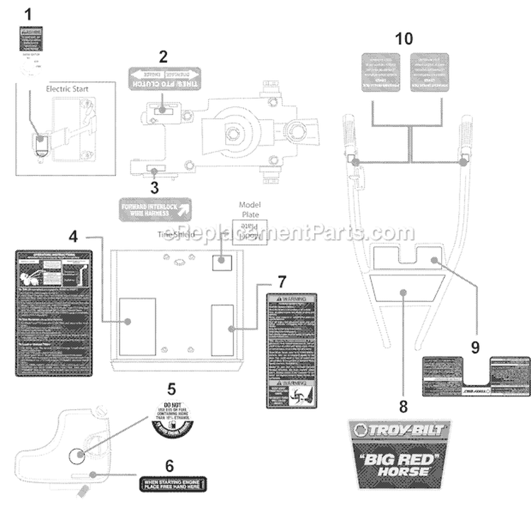 Page J Diagram and Parts List for 21AE682L766 2009 Troy-Bilt Tiller