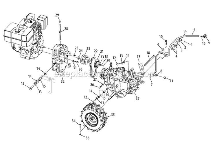 Page C Diagram and Parts List for 21AE682L766 2009 Troy-Bilt Tiller