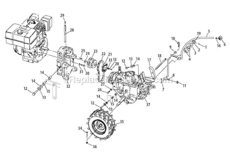 Page D Diagram and Parts List for 21AE682L766 2010 Troy-Bilt Tiller