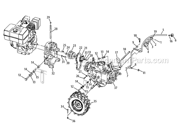 Page B Diagram and Parts List for 21AE682L766 2011 Troy-Bilt Tiller