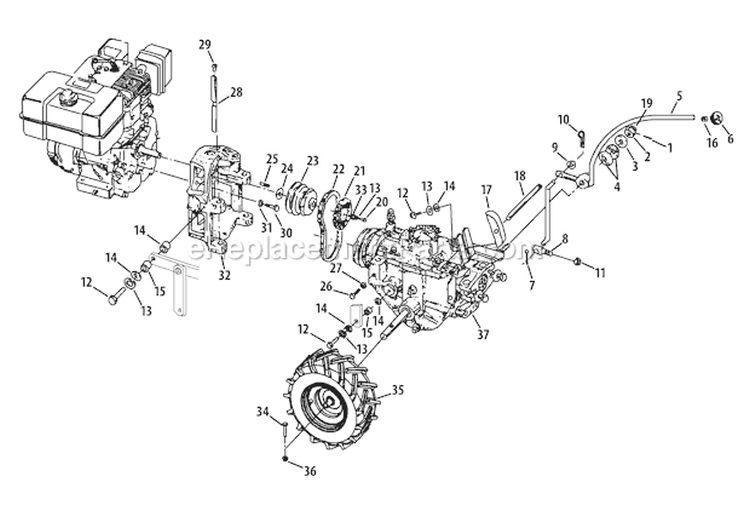 Page C Diagram and Parts List for 21AE682L766 2012 Troy-Bilt Tiller