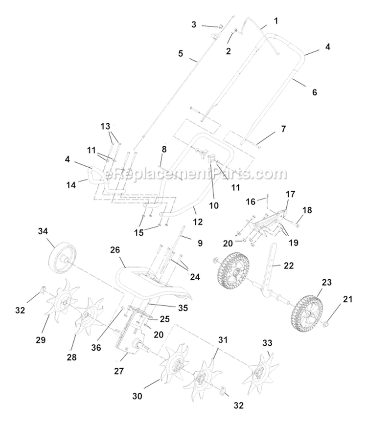 Page B Diagram and Parts List for 21AT144R766 2004 Troy-Bilt Cultivator