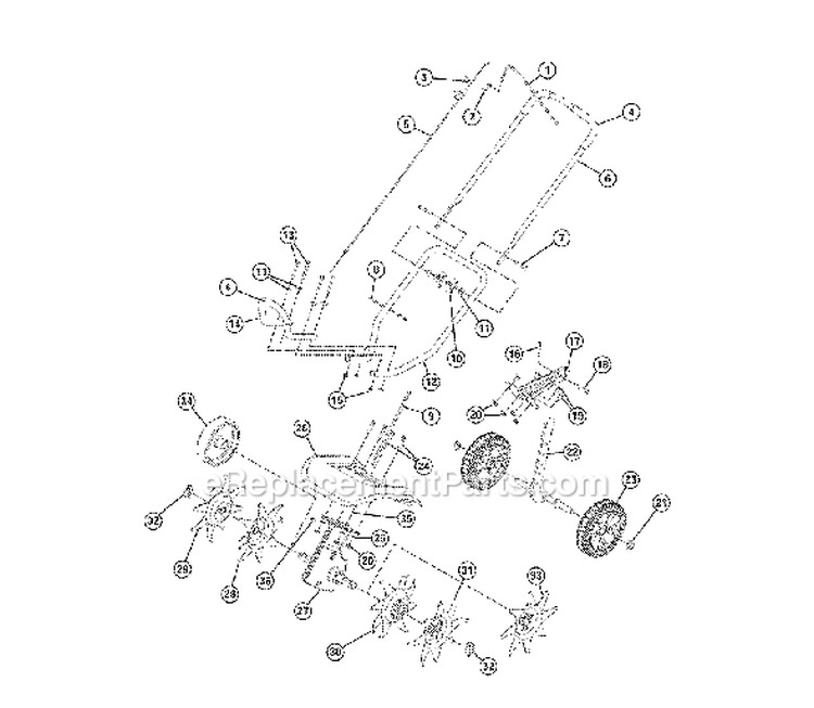 Page B Diagram and Parts List for 21AT144R766 2005 Troy-Bilt Cultivator