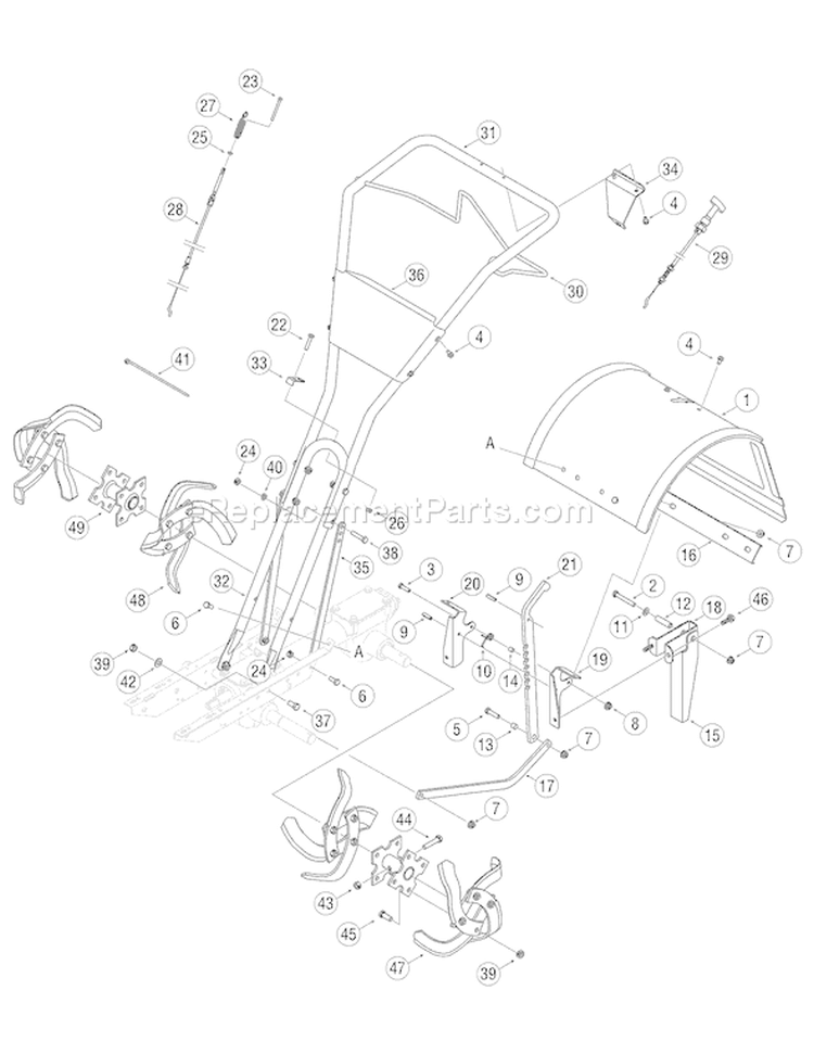 Page C Diagram and Parts List for 21B-643B066 2007 Troy-Bilt Tiller