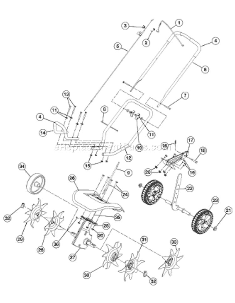 Page C Diagram and Parts List for 21BA144R966 2008 Troy-Bilt Cultivator