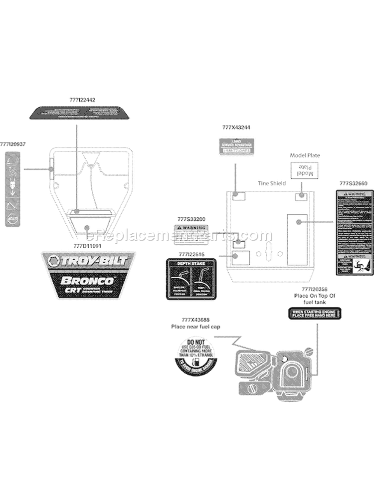 Page C Diagram and Parts List for 21C-644D211 2009 Troy-Bilt Tiller