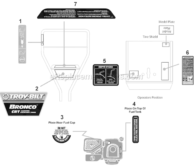 Page C Diagram and Parts List for 21C-644D211 2010 Troy-Bilt Tiller