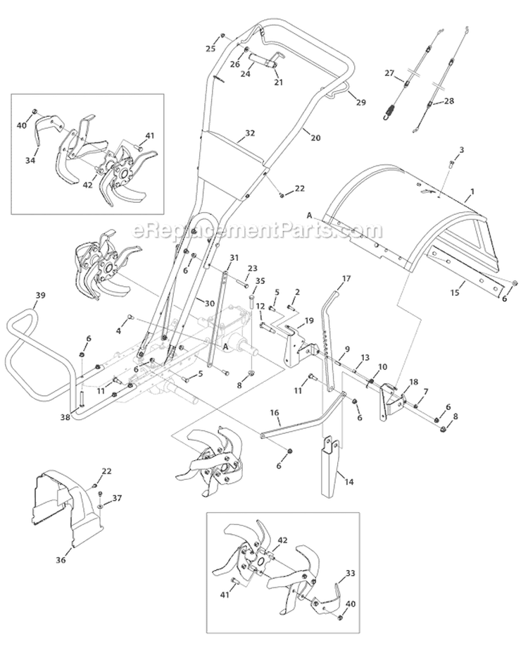 Page C Diagram and Parts List for 21C-64M1011 2010 Troy-Bilt Tiller