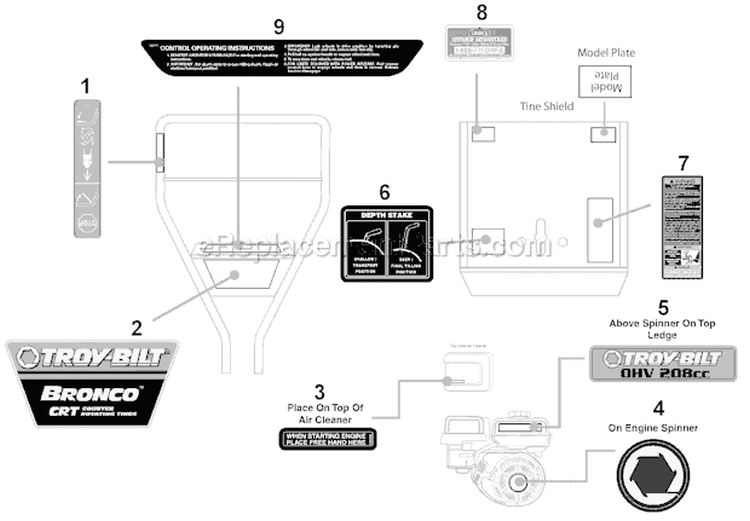Page D Diagram and Parts List for 21C-64M1011 2010 Troy-Bilt Tiller