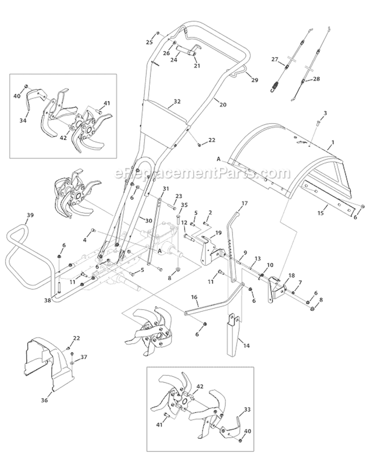 Page B Diagram and Parts List for 21C-655A766 2009 Troy-Bilt Tiller