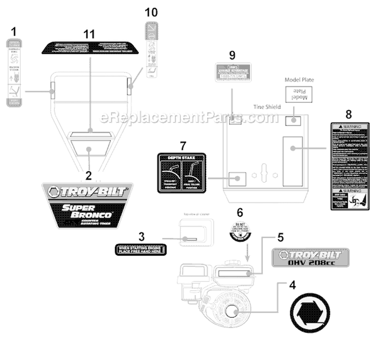 Page F Diagram and Parts List for 21C-65M1066 2009 Troy-Bilt Tiller