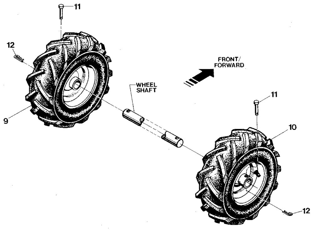Wheels Diagram and Parts List for JUNIOR M74690 AND UP Troy-Bilt Tiller
