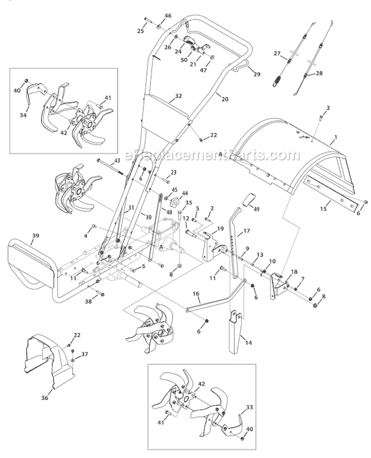Page H Diagram and Parts List for 21D-64M1011 2012 Troy-Bilt Tiller