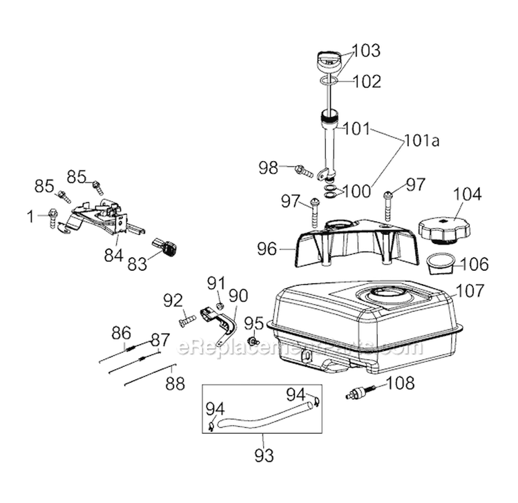 Page F Diagram and Parts List for 21D-65M1011 2012 Troy-Bilt Tiller
