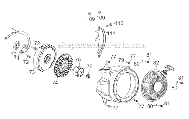 Page E Diagram and Parts List for 21D-65M1066 2011 Troy-Bilt Tiller