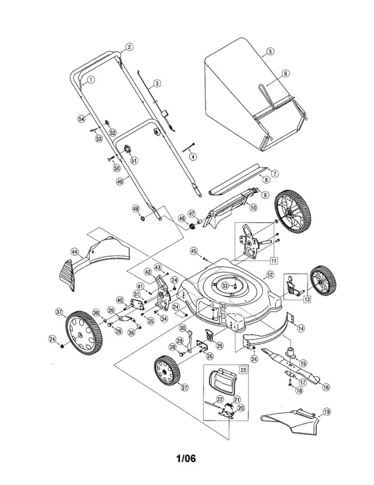 Rotary Mower Diagram and Parts List for 542  Troy-Bilt Lawn Mower