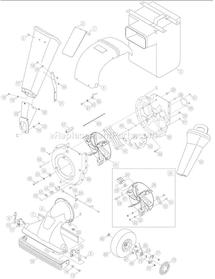 Page B Diagram and Parts List for 24A-204B766 2006 Troy-Bilt Chipper Shredder
