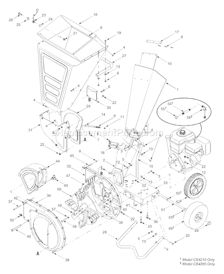 Page A Diagram and Parts List for 24A-424G063 2004 Troy-Bilt Chipper Shredder