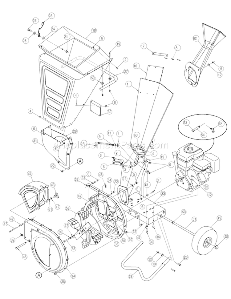 Page A Diagram and Parts List for 24A-425E766 2006 Troy-Bilt Chipper Shredder