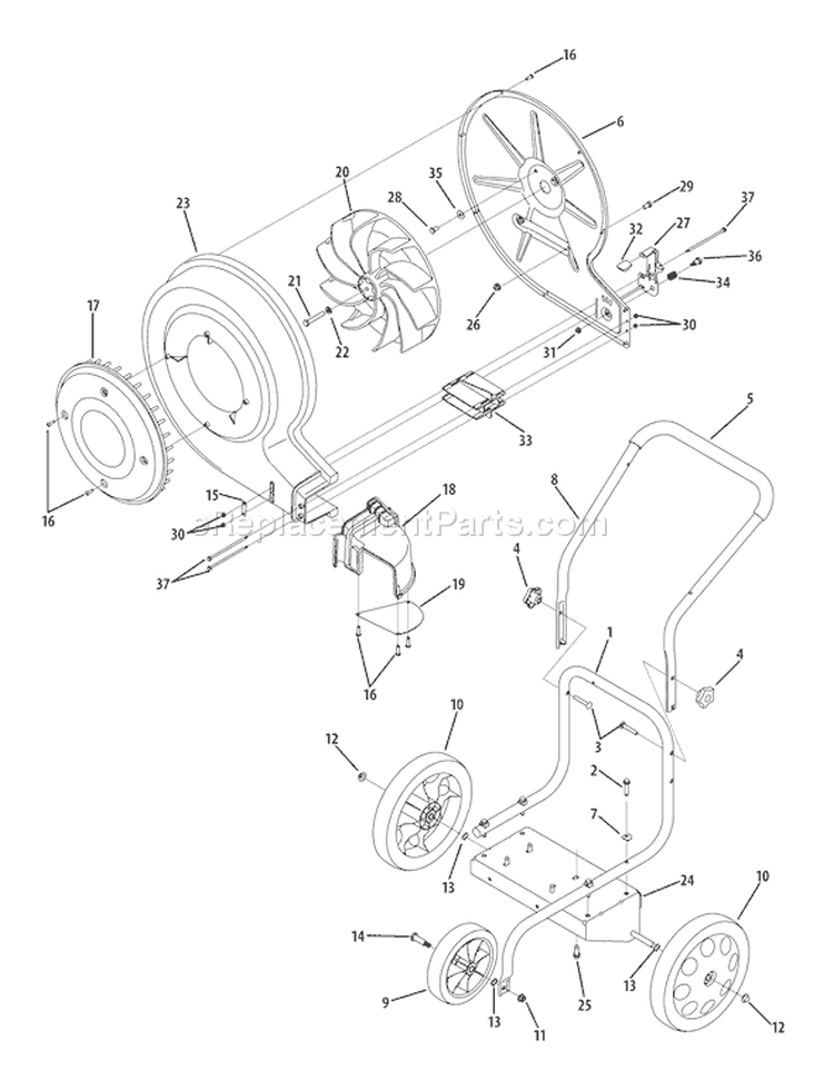 Page A Diagram and Parts List for 24A-672G011 2008 Troy-Bilt Leaf Blower / Vacuum