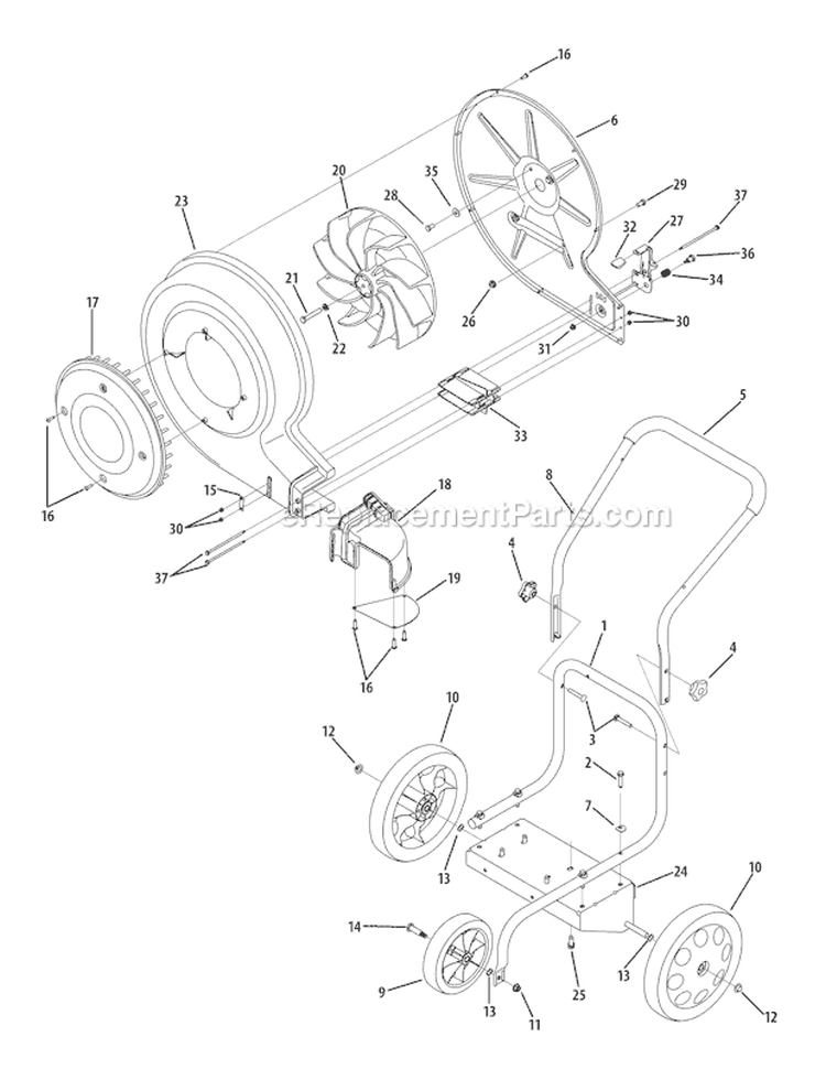 Page A Diagram and Parts List for 24A-672G066 2009 Troy-Bilt Leaf Blower / Vacuum