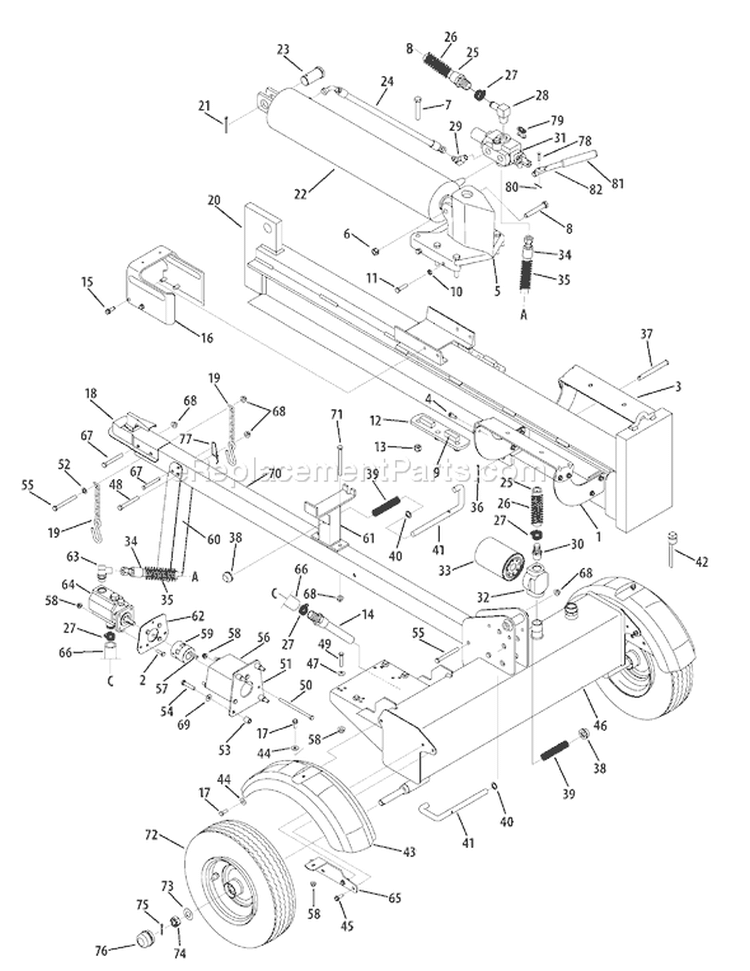 Page A Diagram and Parts List for 24AD597D766 LS33T 2008 Troy-Bilt Log Splitter