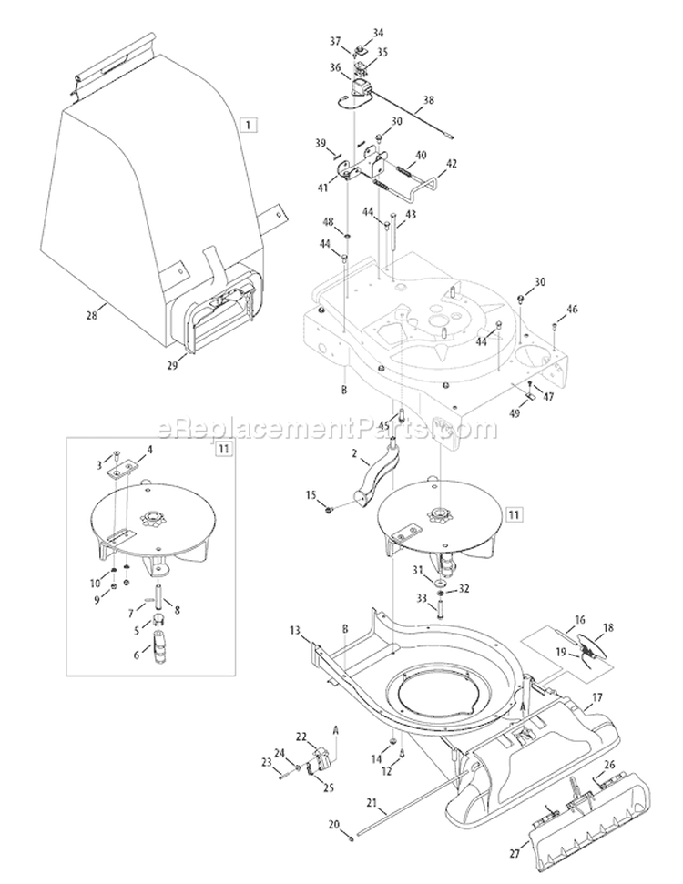 Page B Diagram and Parts List for 24B-060E711 2008 Troy-Bilt Chipper Shredder
