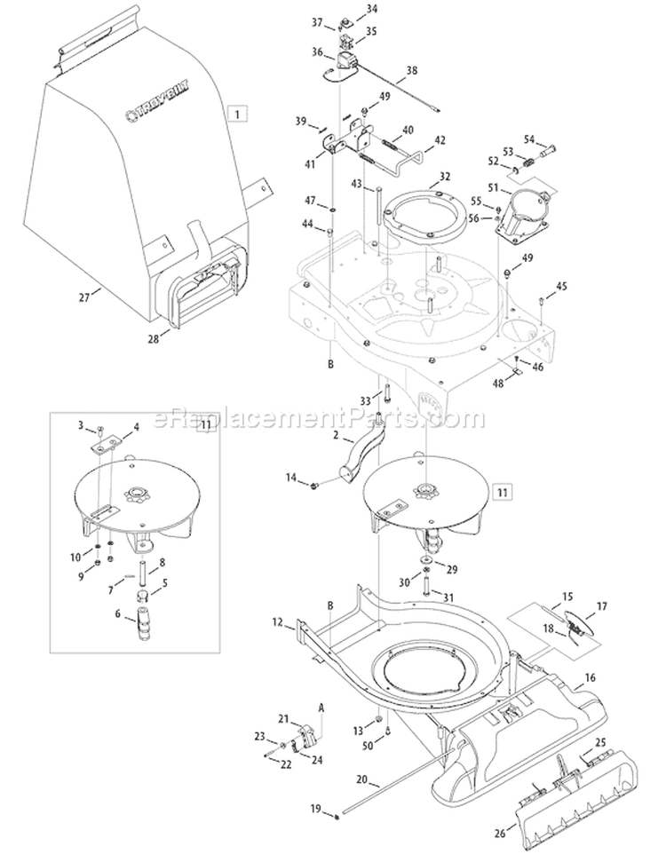 Page B Diagram and Parts List for 24B-070J766 2008 Troy-Bilt Chipper Shredder