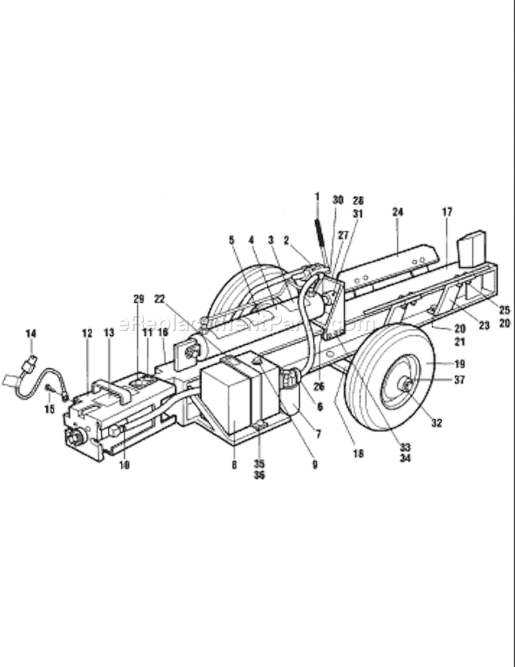 Page B Diagram and Parts List for 258  Troy-Bilt Log Splitter
