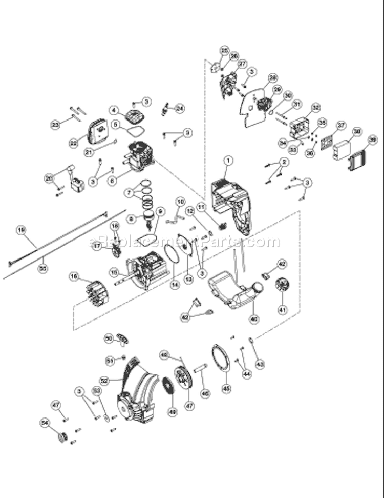 Page B Diagram and Parts List for 25A-515-966 TBE515 -2007 Troy-Bilt Edger