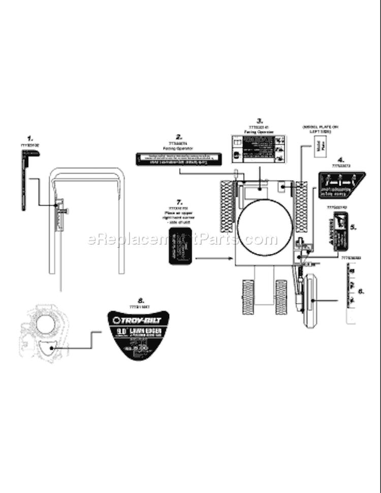 Page B Diagram and Parts List for 25B-554F266 2008 Troy-Bilt Edger