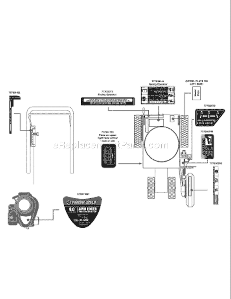 Page B Diagram and Parts List for 25B-554F266 2009 Troy-Bilt Edger