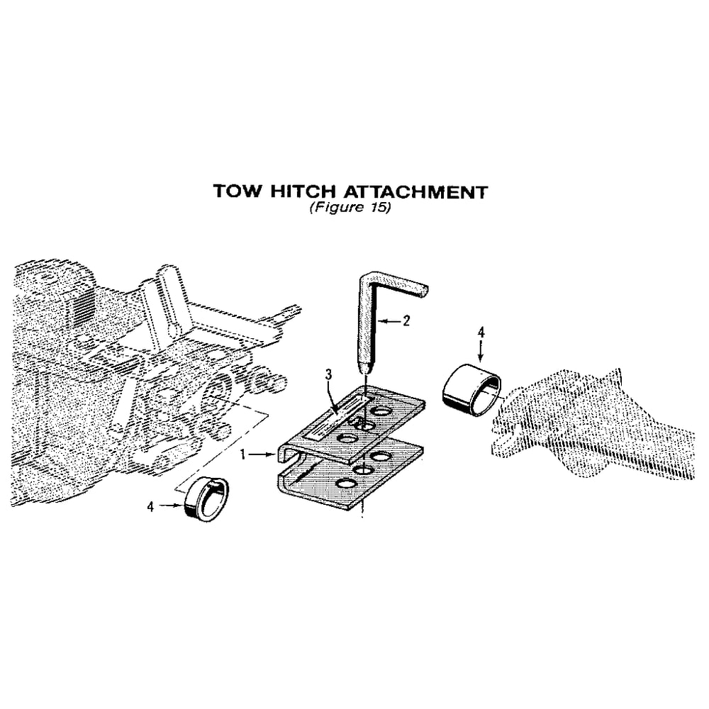 Tow Hitch Attachment Diagram and Parts List for 00950727  Troy-Bilt Tiller