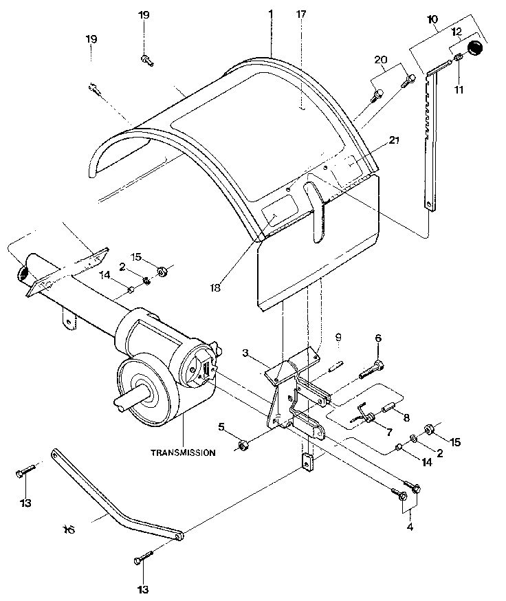 Hood, Bracket And Depth Regulator Diagram and Parts List for PONY S0242650 AND UP Troy-Bilt Tiller