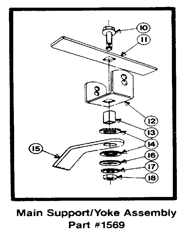 Main Support And Yoke Assembly Diagram and Parts List for PTO HORSE 00950727 AND UP Troy-Bilt Tiller