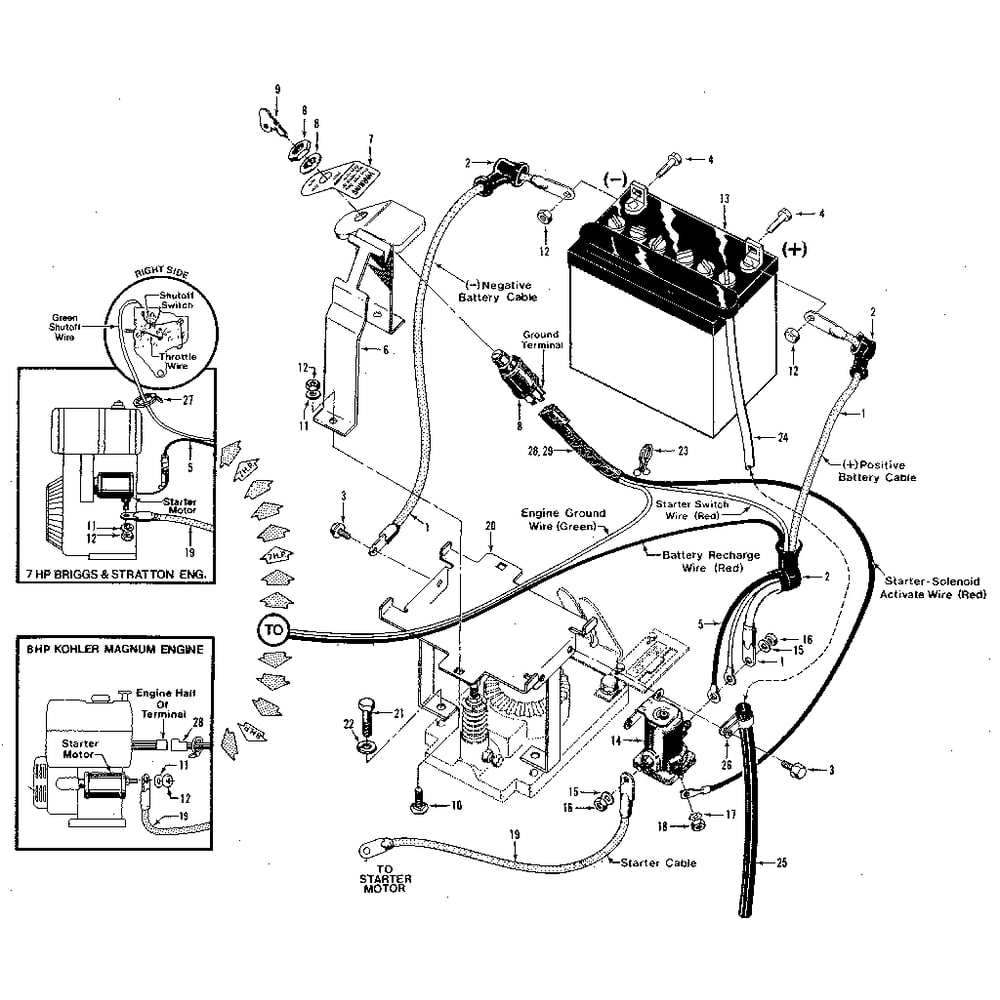 Electric Start System - 7hp And 8hp Tillers (Figure 9) Diagram and Parts List for HORSESERIALNO857037ANDUP  Troy-Bilt Tiller