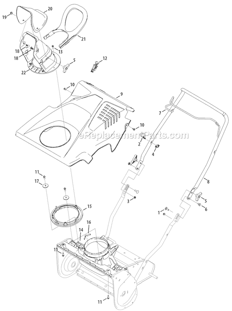 Label Map Diagram and Parts List for 31A-2M5E711 2011 Troy-Bilt Snow Blower