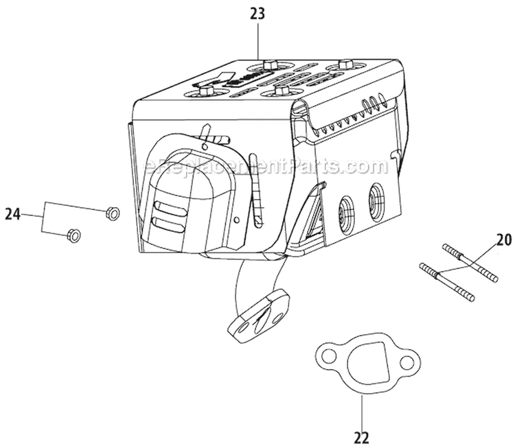 Muffler Diagram and Parts List for 31A-2M5E766 2012 Troy-Bilt Snow Blower