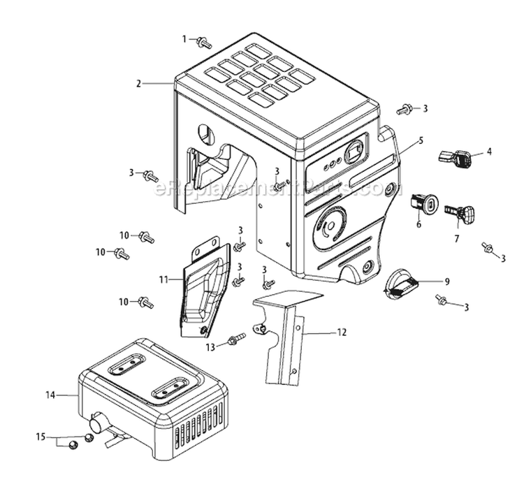 483-Sua Muffler & Controls Diagram and Parts List for 31AH55Q5711 2011 Troy-Bilt Snow Blower