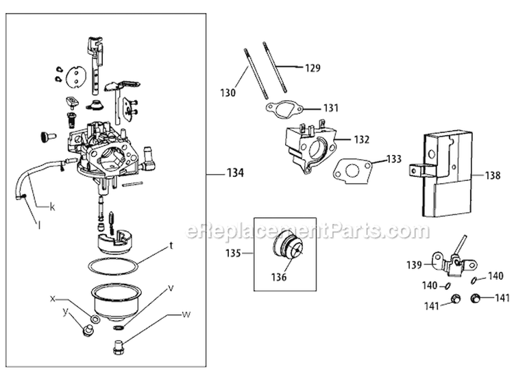 483-Sua Carburetor Diagram and Parts List for 31AH55Q5766 2011 Troy-Bilt Snow Blower