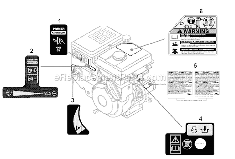 483-Sua Label Map Diagram and Parts List for 31AH55Q5766 2011 Troy-Bilt Snow Blower