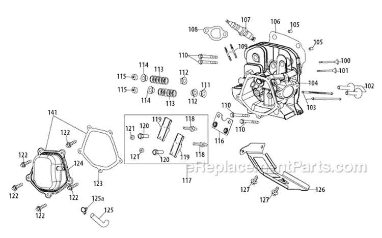 478-Sua Cylinder Head Diagram and Parts List for 31AH64Q4711 2011 Troy-Bilt Snow Blower