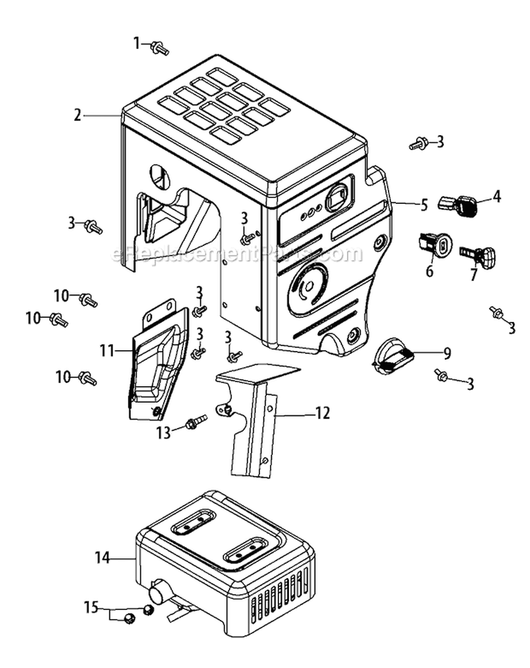 478-Sua Muffler & Controls Diagram and Parts List for 31AH64Q4711 2011 Troy-Bilt Snow Blower