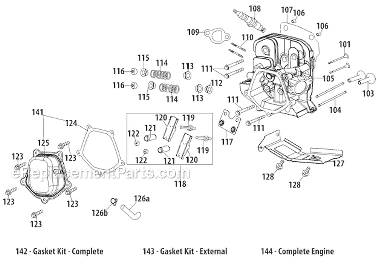 Cylinder Head Diagram and Parts List for 31AH64Q4711 2012 Troy-Bilt Snow Blower