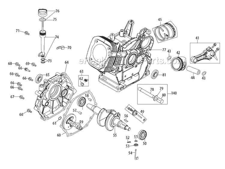 478-Sua Crankcase Diagram and Parts List for 31AH64Q4766 2011 Troy-Bilt Snow Blower