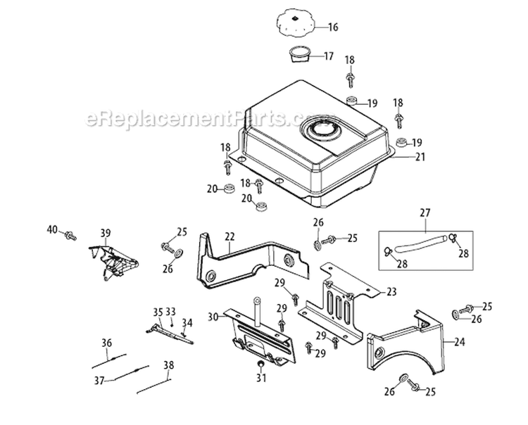 478-Sua Fuel Tank & Mounting Diagram and Parts List for 31AH64Q4766 2011 Troy-Bilt Snow Blower