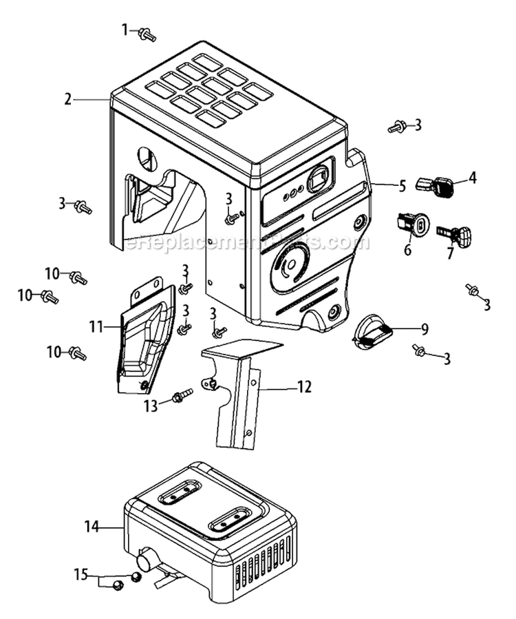 478-Sua Muffler & Controls Diagram and Parts List for 31AH64Q4766 2011 Troy-Bilt Snow Blower