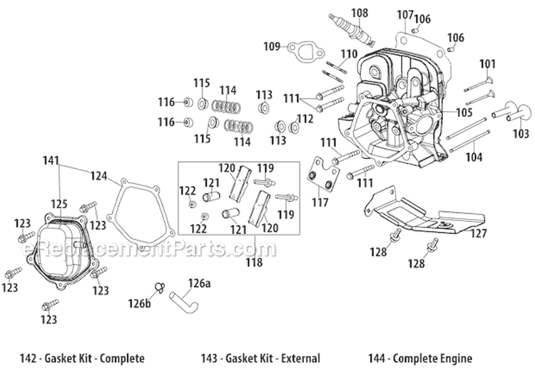 Cylinder Head Diagram and Parts List for 31AH64Q4766 2012 Troy-Bilt Snow Blower
