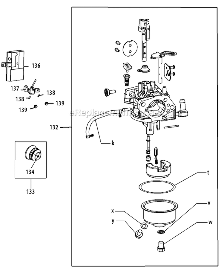478-Su-10 Carburetor Diagram and Parts List for 31AH64Q4 2010 Troy-Bilt Snow Blower